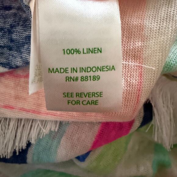 Lilly Pulitzer Striped Tassel Hem Bell Sleeve Swim Cover-Up Linen Tunic Dress M - Picture 7 of 16